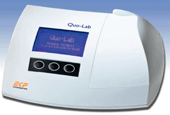 Image: Quo-Lab glycated hemoglobin analyzer (Photo courtesy of EKF diagnostics).